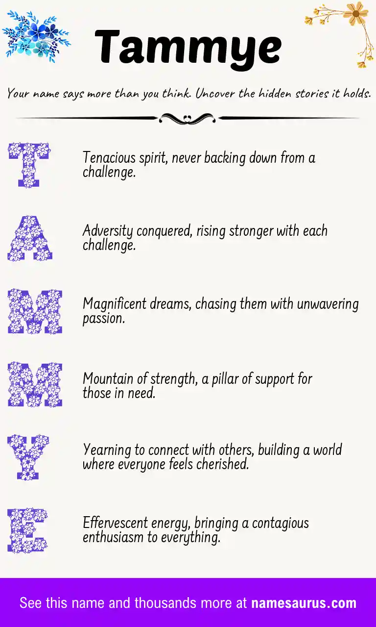 Acrostic poem about Tammye.