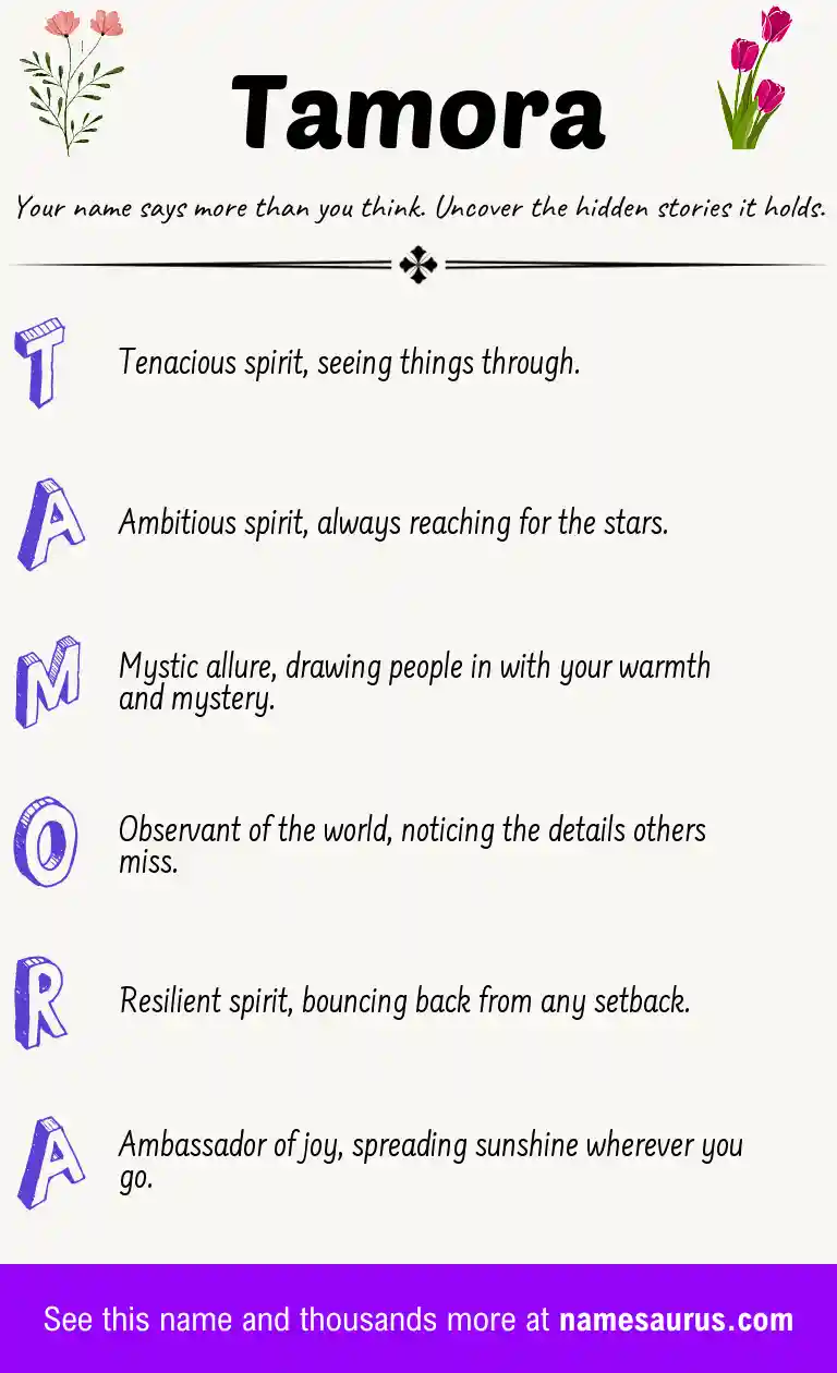 Acrostic poem about Tamora.