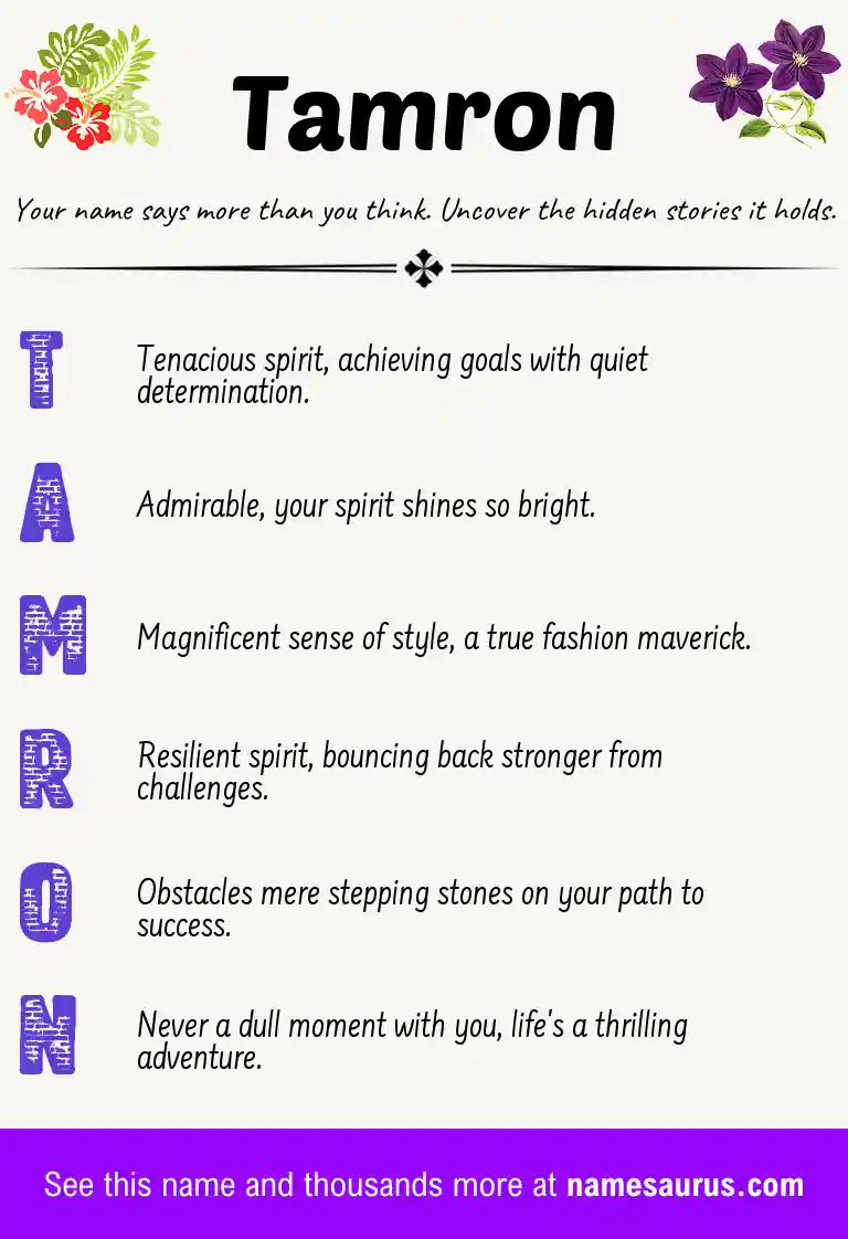 Acrostic poem about Tamron.