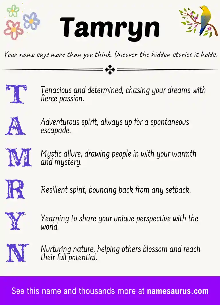 Acrostic poem about Tamryn.