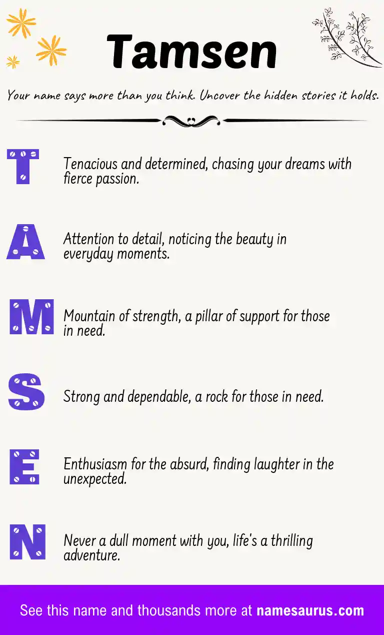 Acrostic poem about Tamsen.