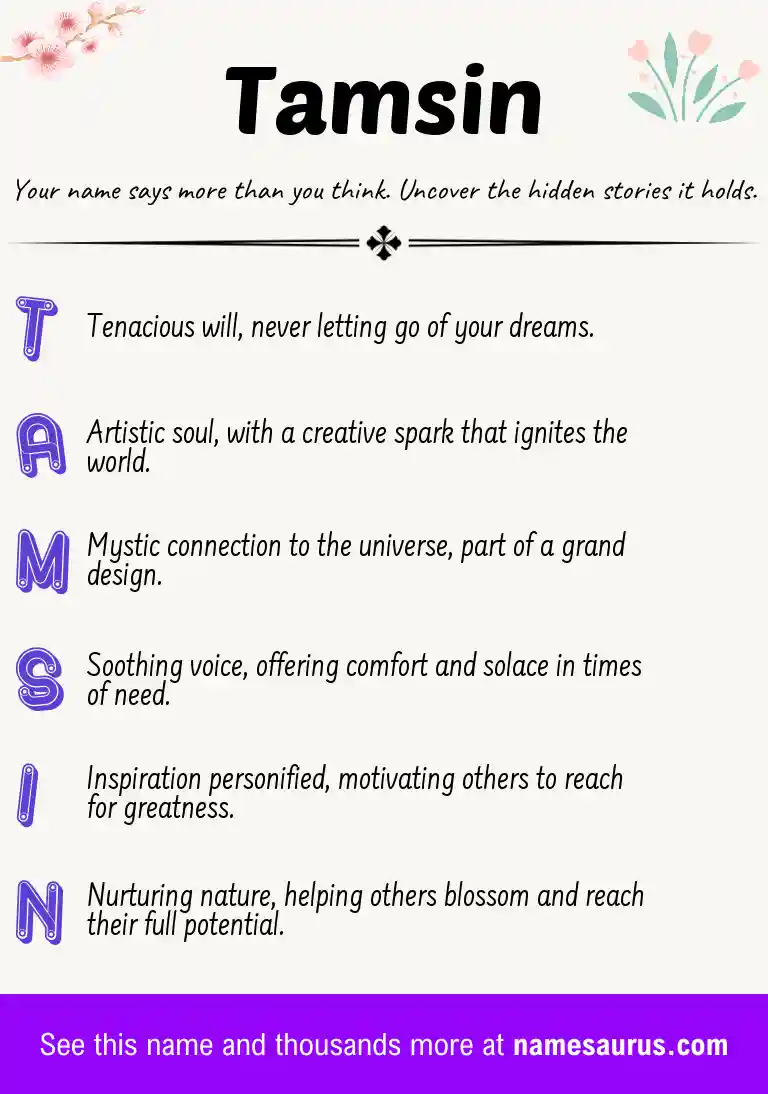 Acrostic poem about Tamsin.