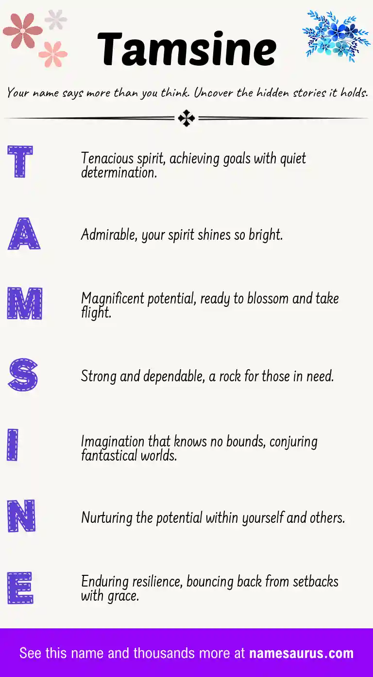 Acrostic poem about Tamsine.