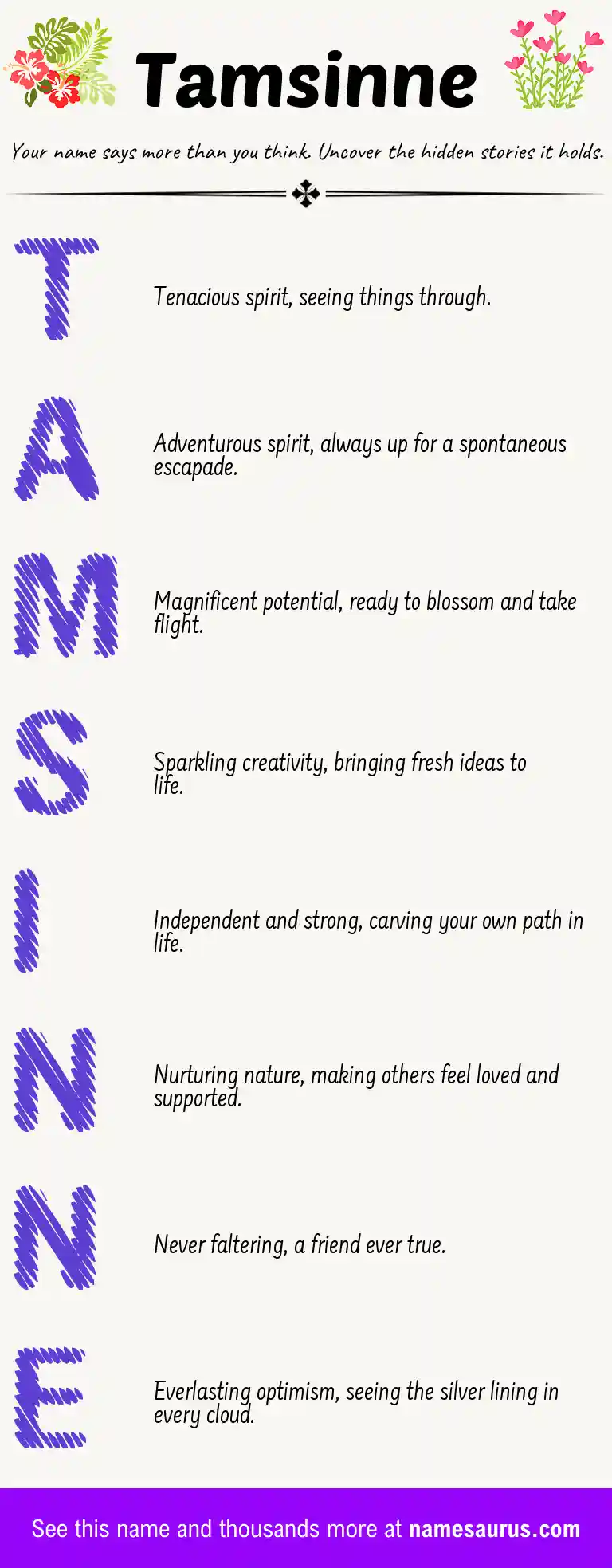 Acrostic poem about Tamsinne.