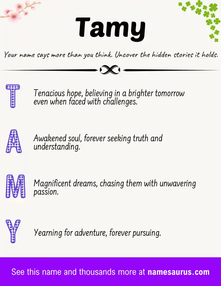 Acrostic poem about Tamy.