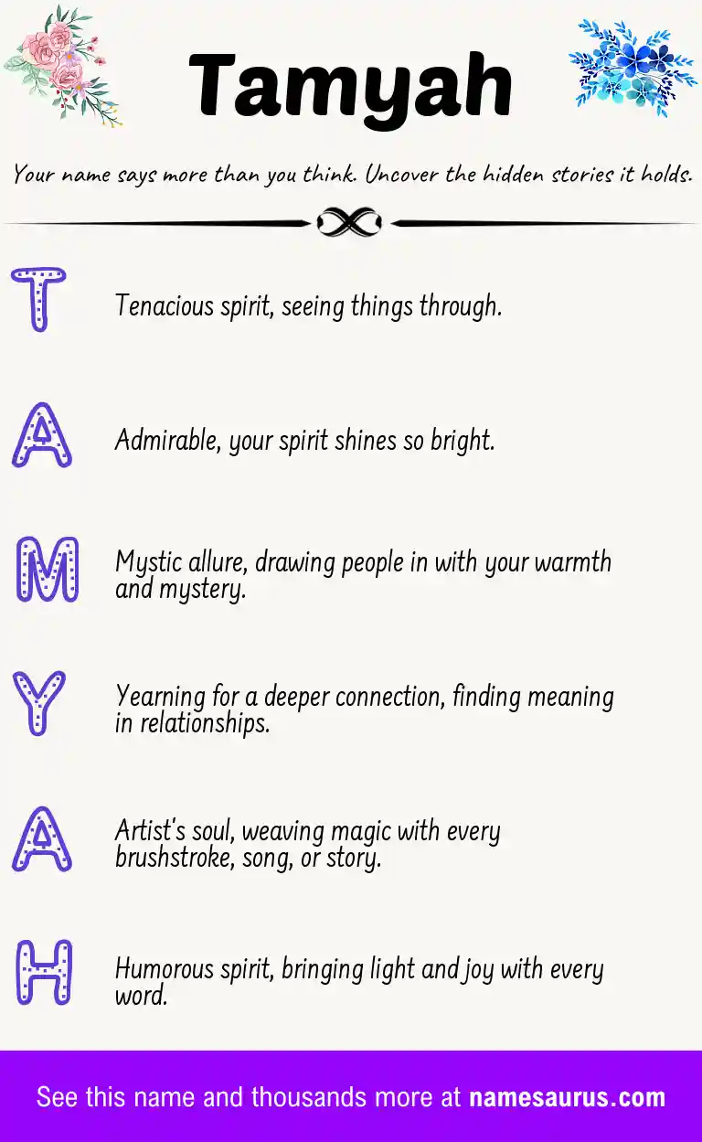 Acrostic poem about Tamyah.