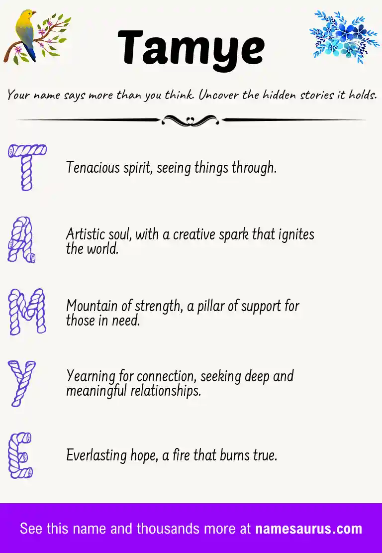 Acrostic poem about Tamye.