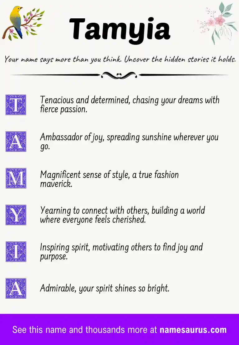 Acrostic poem about Tamyia.