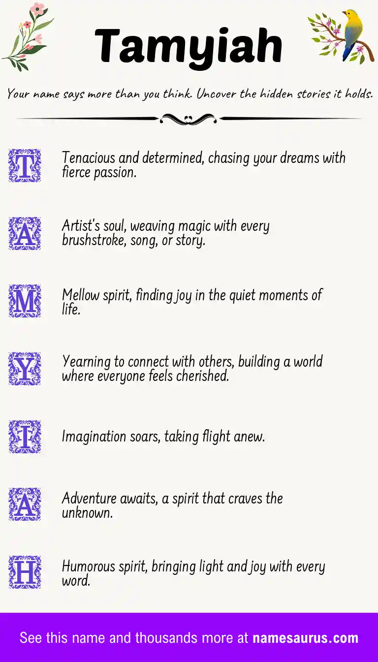 Acrostic poem about Tamyiah.