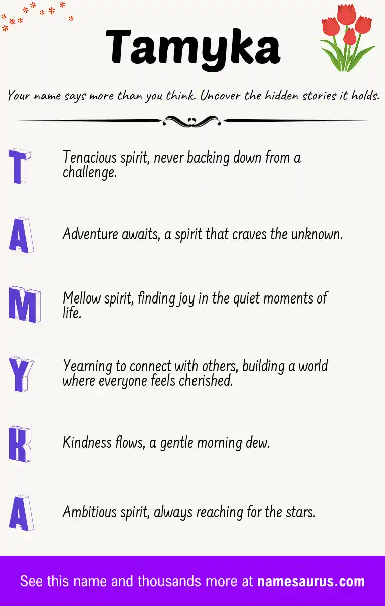 Acrostic poem about Tamyka.