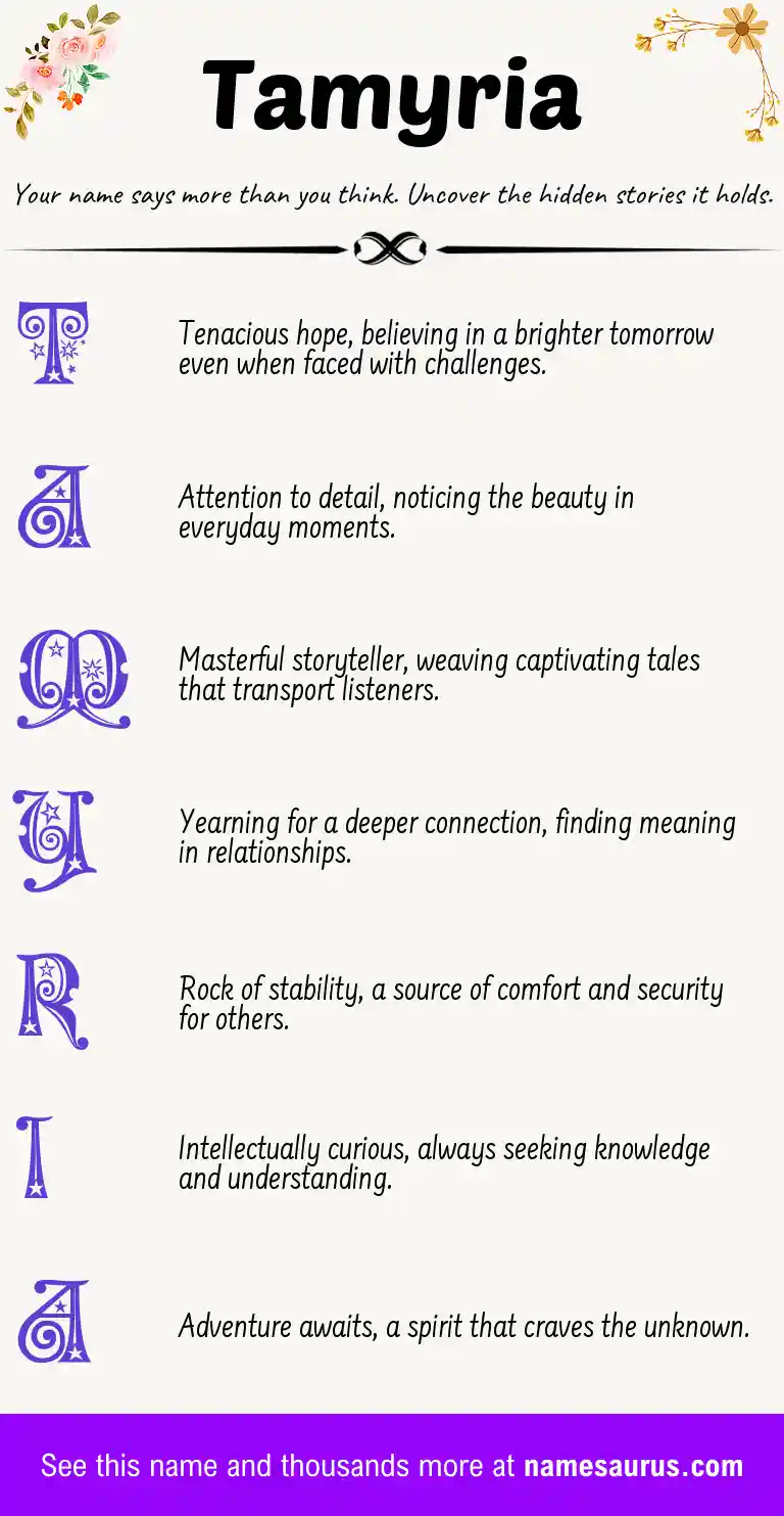 Acrostic poem about Tamyria.