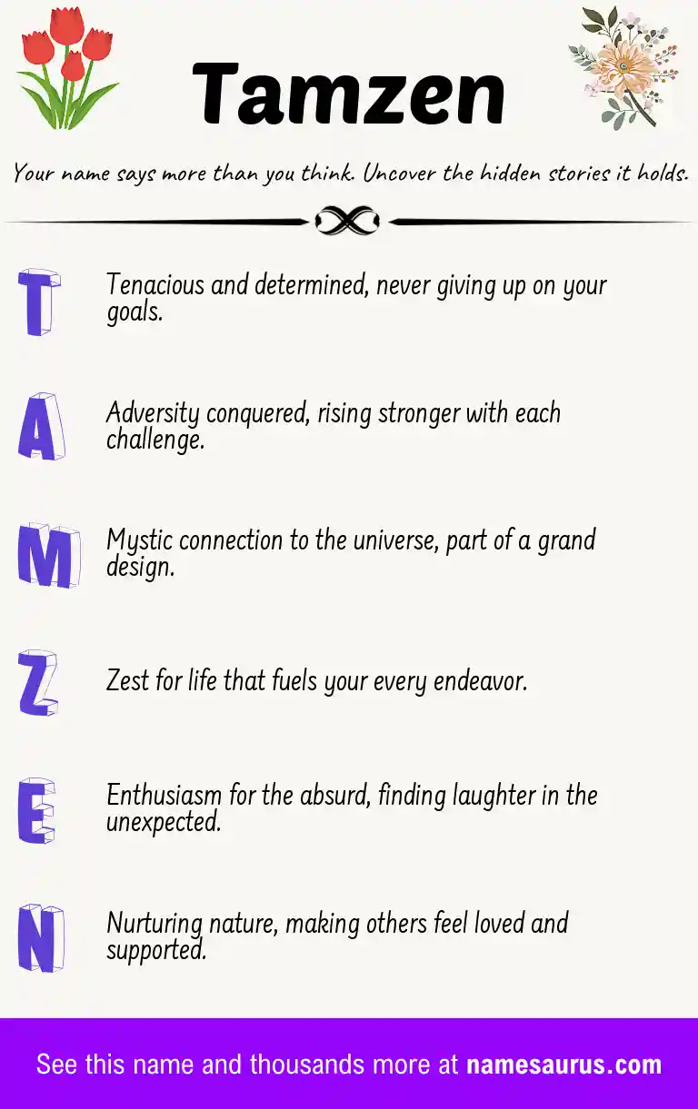 Acrostic poem about Tamzen.