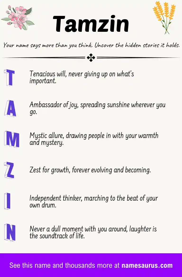 Acrostic poem about Tamzin.