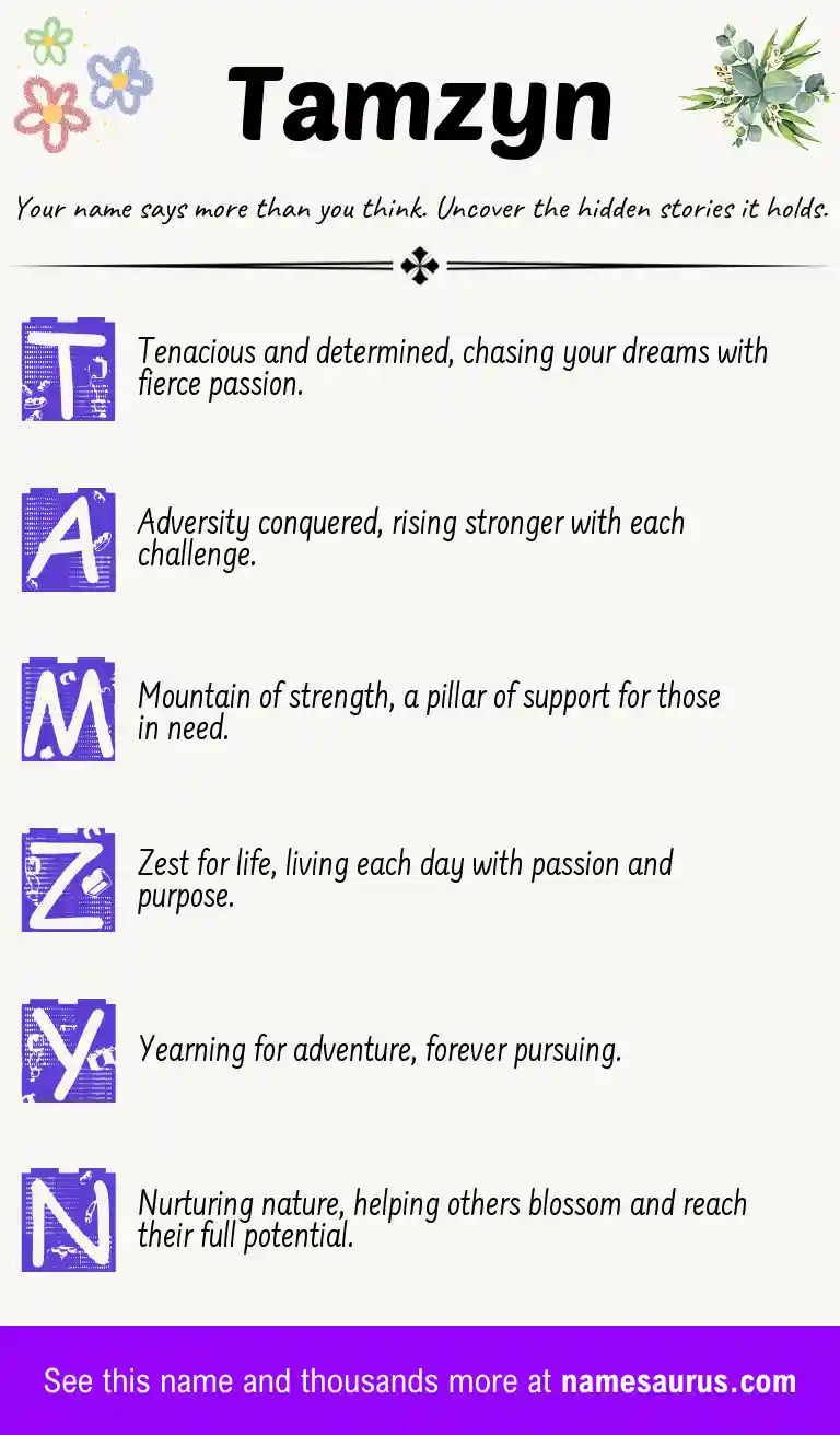 Acrostic poem about Tamzyn.