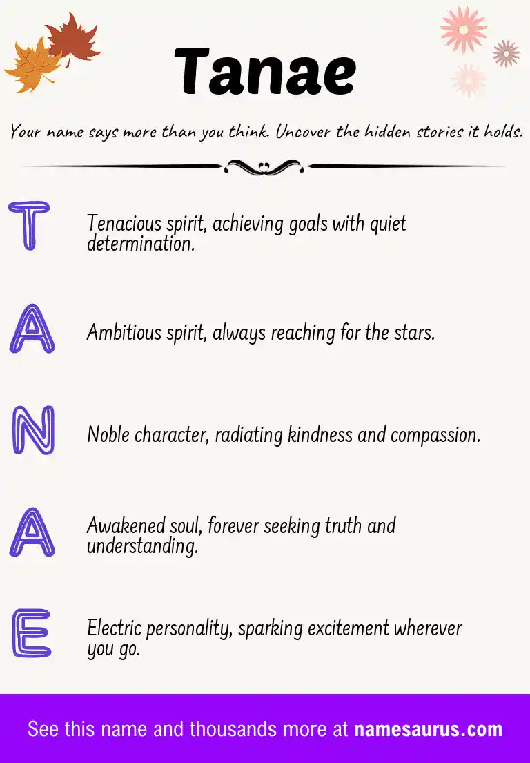 Acrostic poem about Tanae.