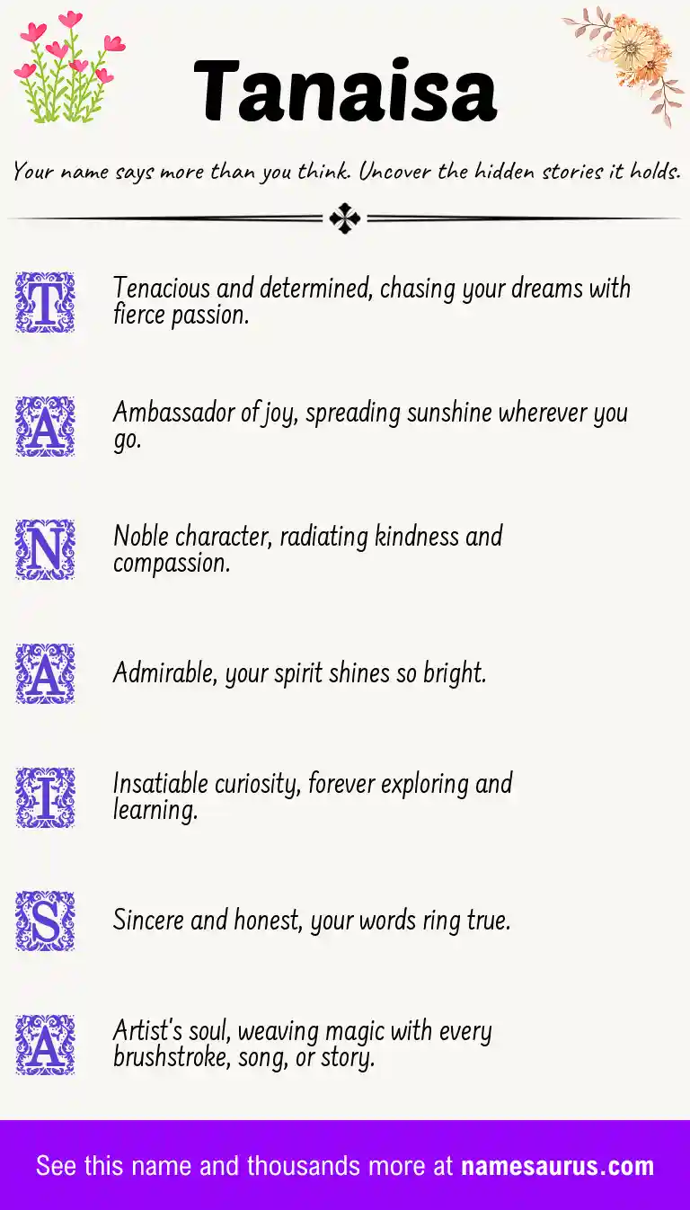 Acrostic poem about Tanaisa.