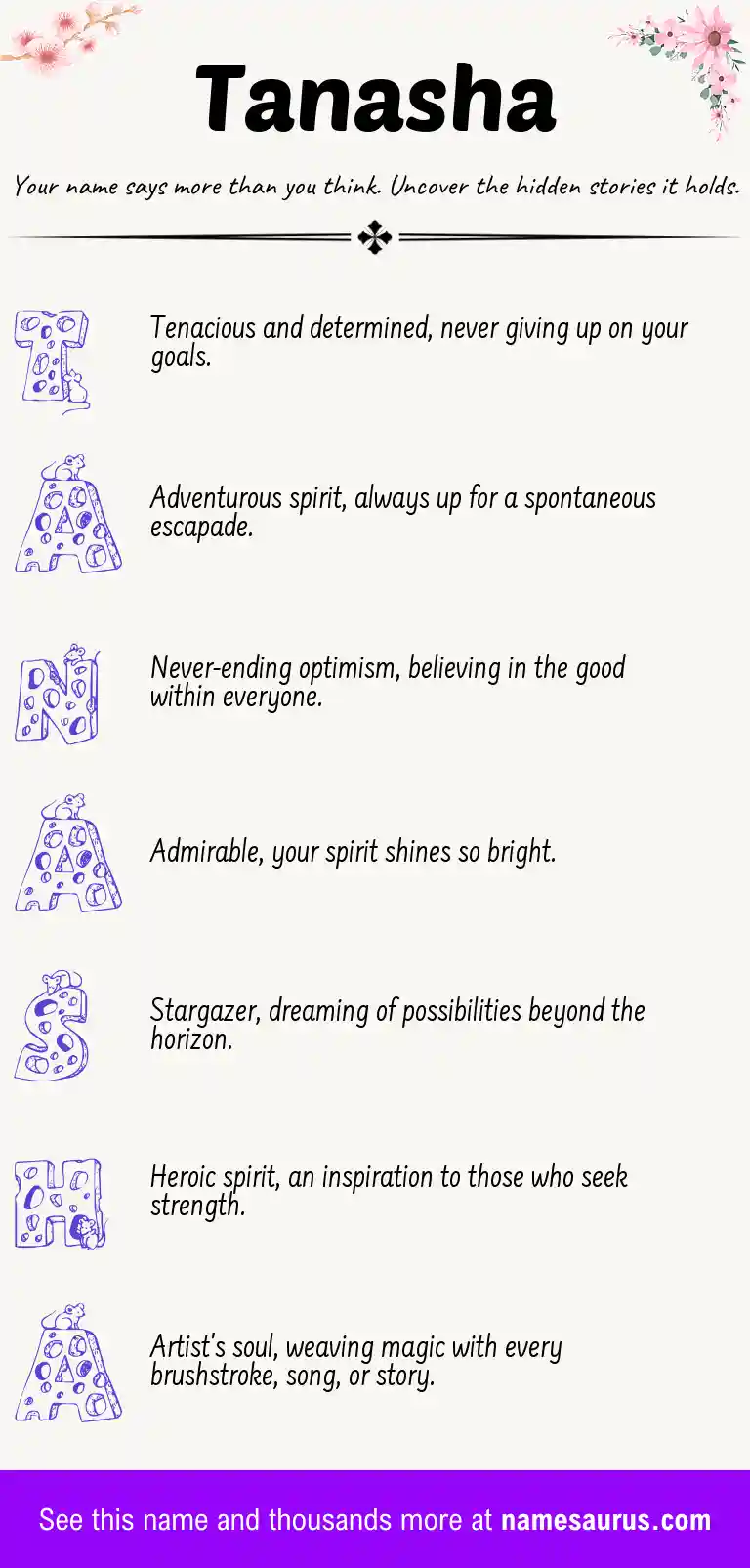 Acrostic poem about Tanasha.