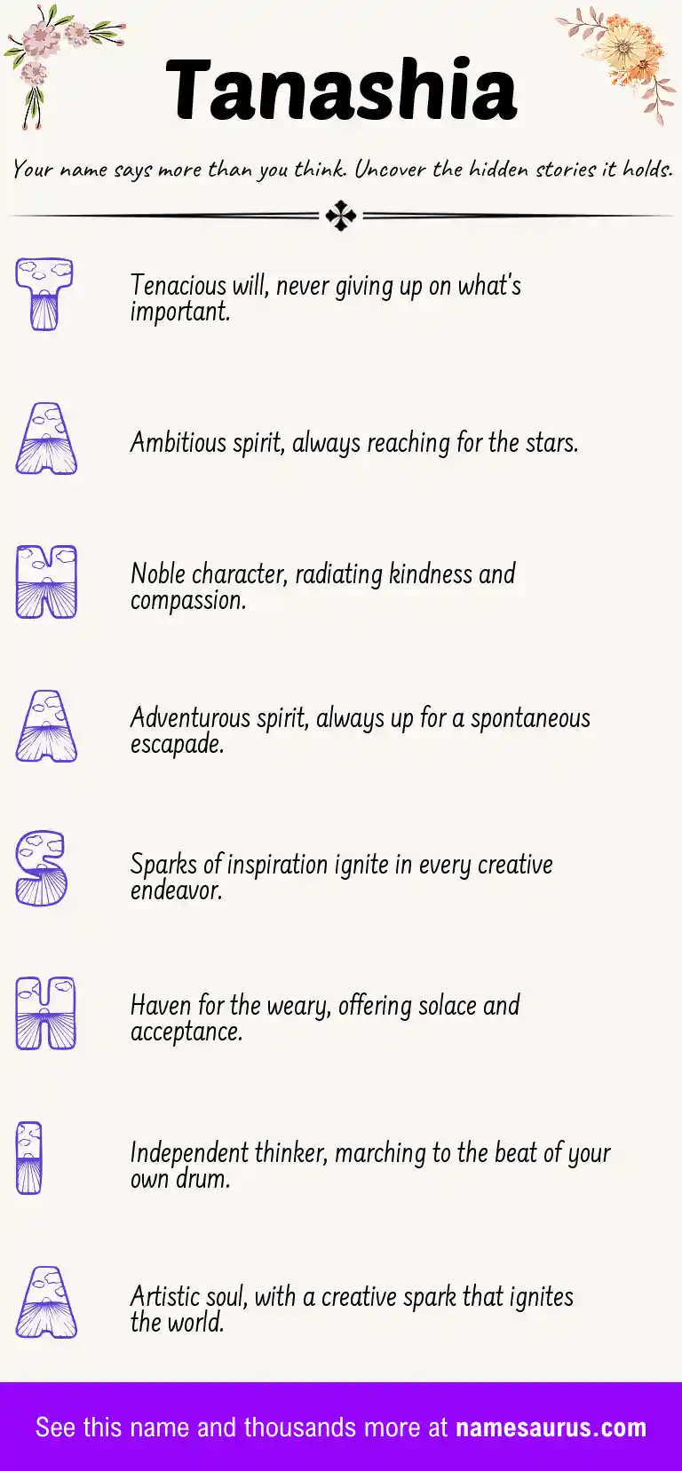Acrostic poem about Tanashia.