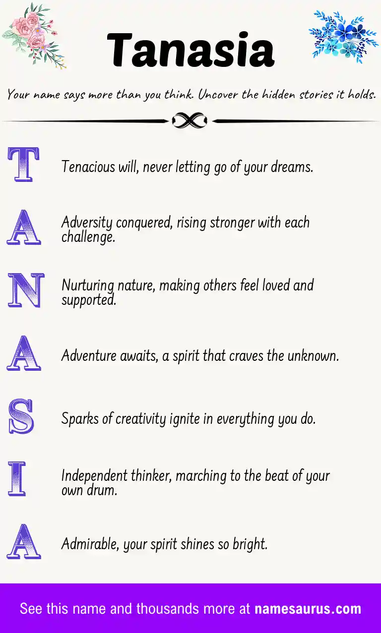 Acrostic poem about Tanasia.