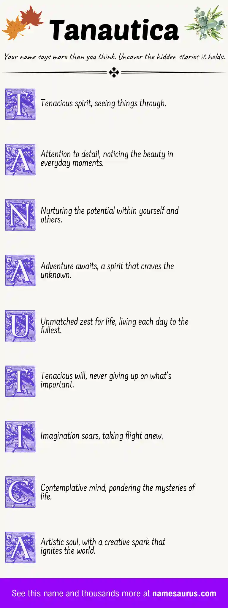 Acrostic poem about Tanautica.