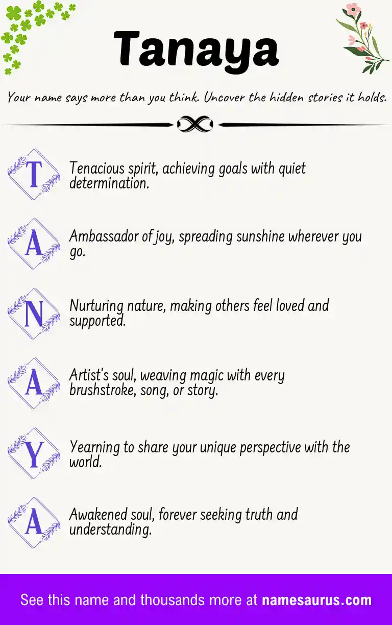 Acrostic poem about Tanaya.