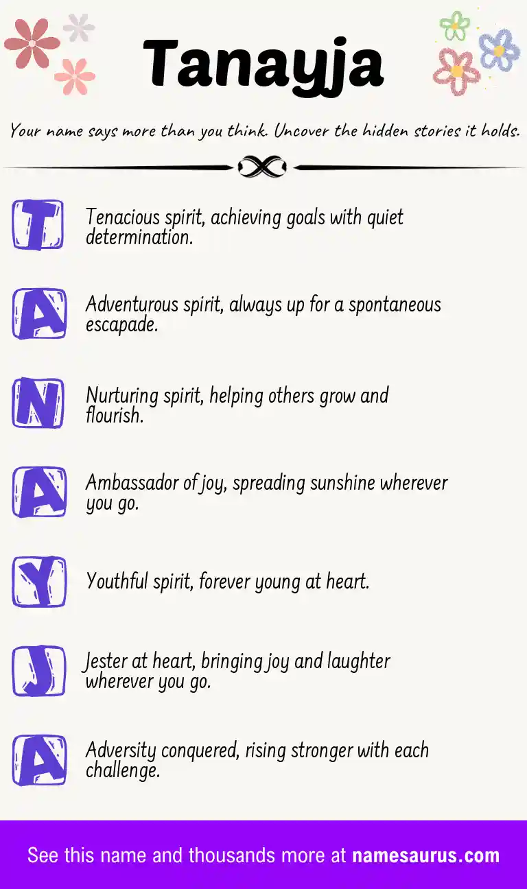 Acrostic poem about Tanayja.