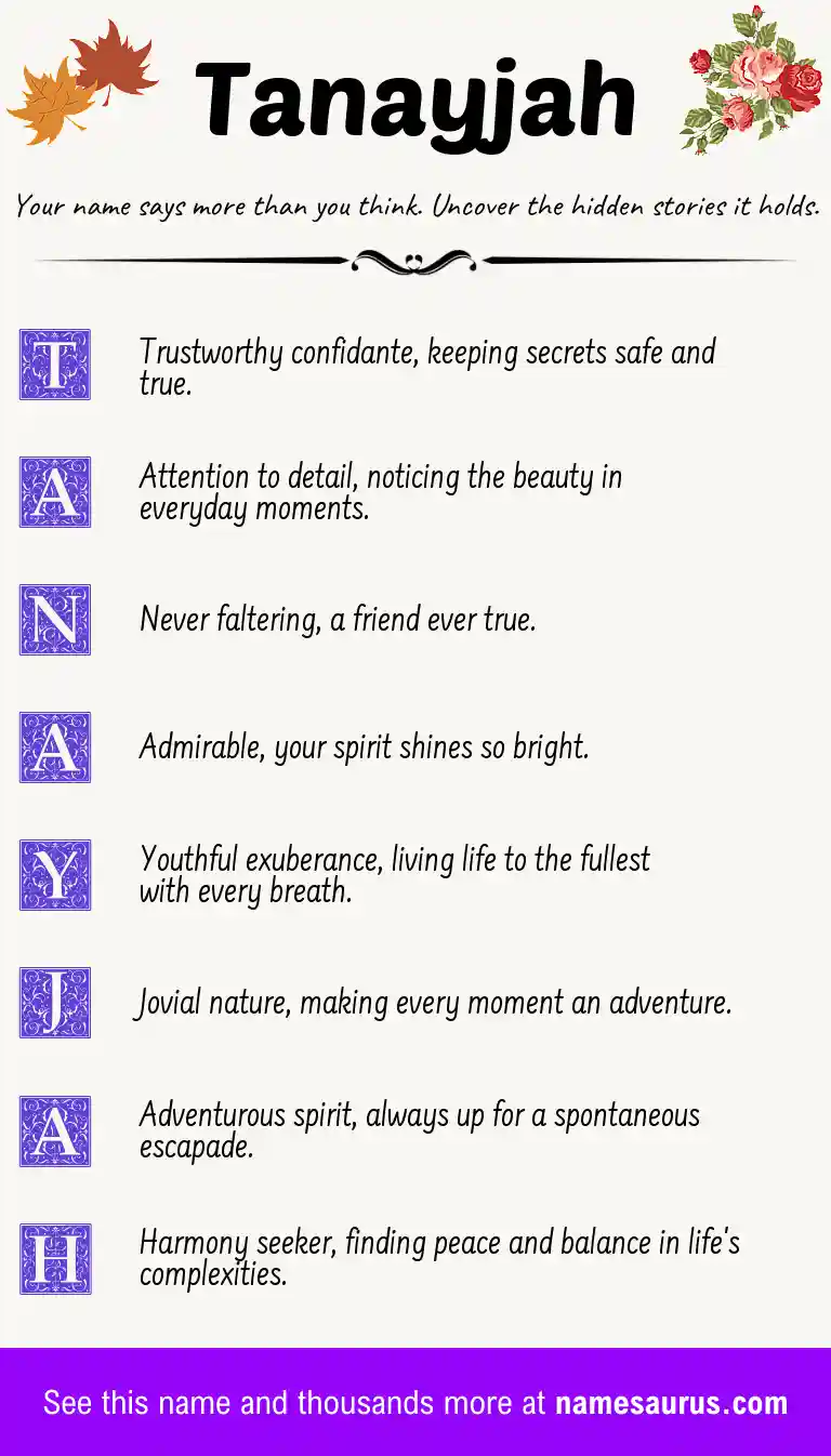 Acrostic poem about Tanayjah.