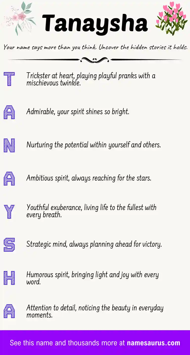 Acrostic poem about Tanaysha.
