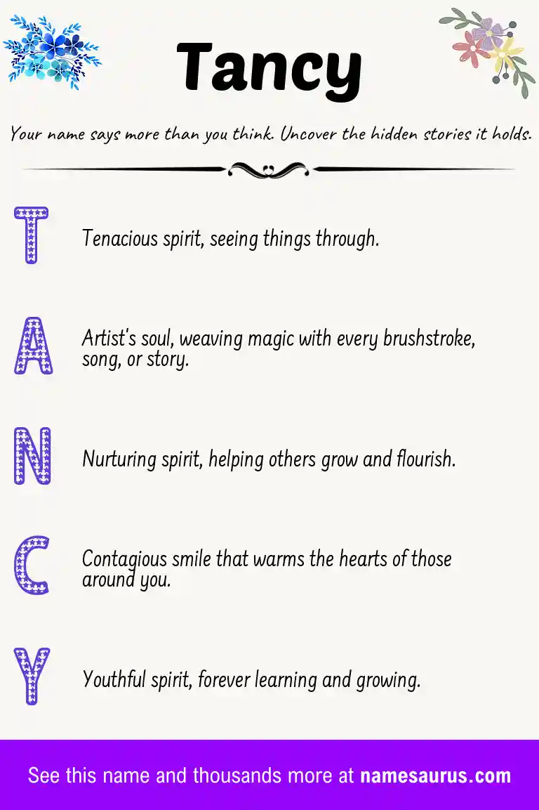 Acrostic poem about Tancy.