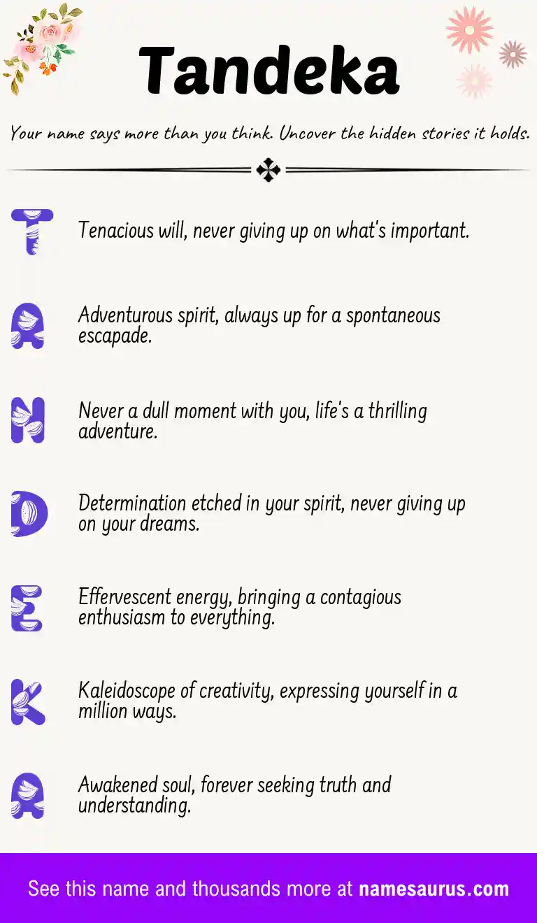 Acrostic poem about Tandeka.