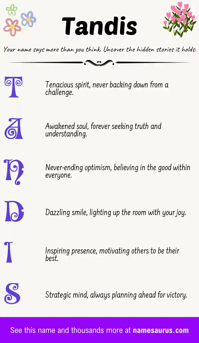 Acrostic poem about Tandis.