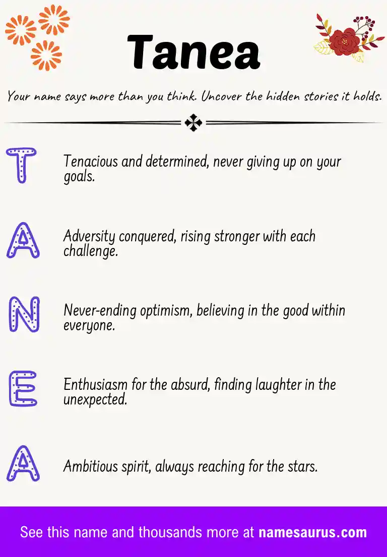 Acrostic poem about Tanea.