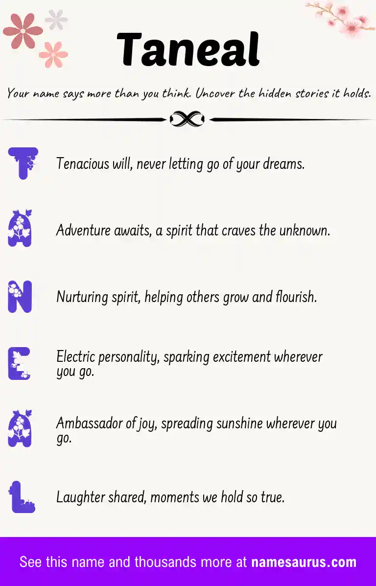 Acrostic poem about Taneal.