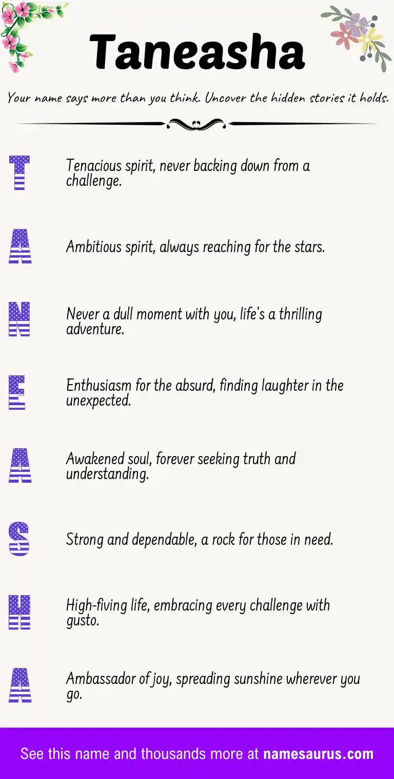 Acrostic poem about Taneasha.