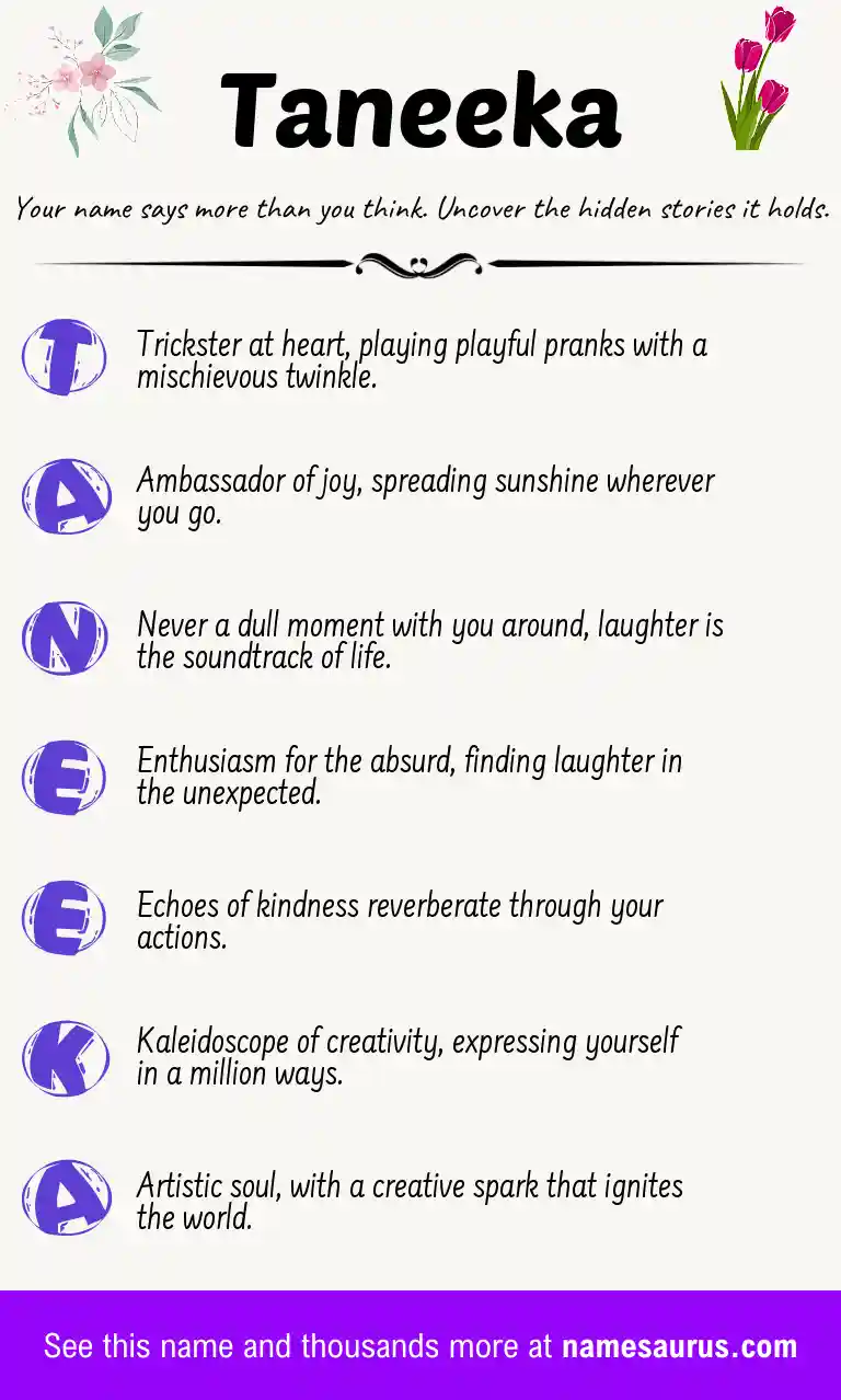 Acrostic poem about Taneeka.