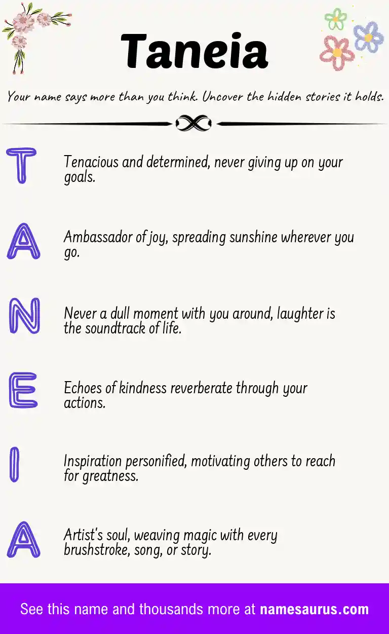 Acrostic poem about Taneia.