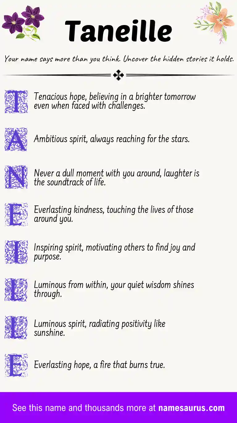 Acrostic poem about Taneille.