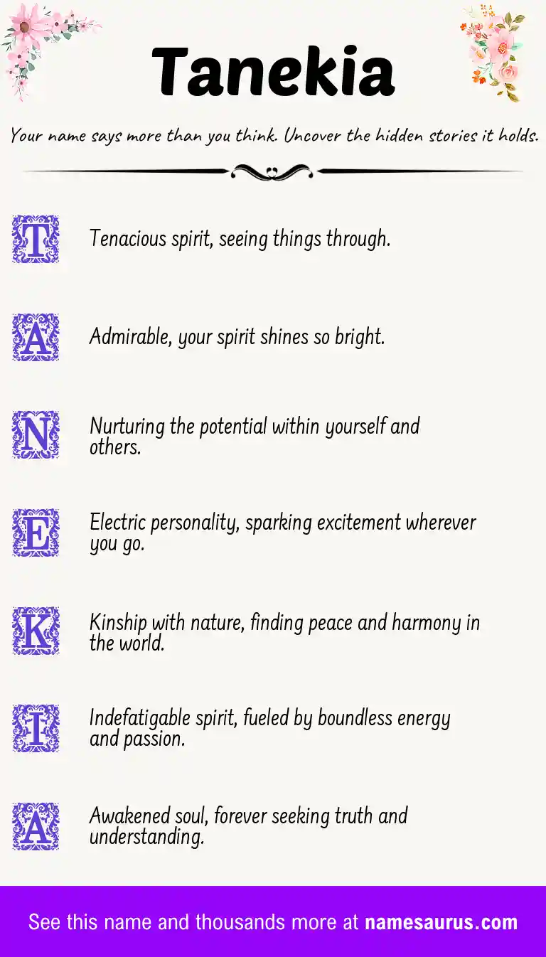 Acrostic poem about Tanekia.