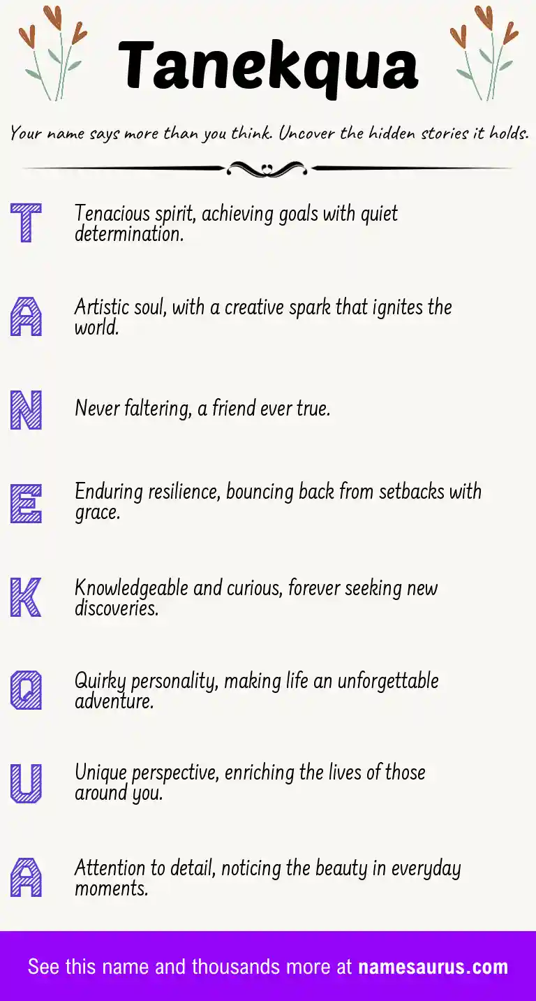 Acrostic poem about Tanekqua.