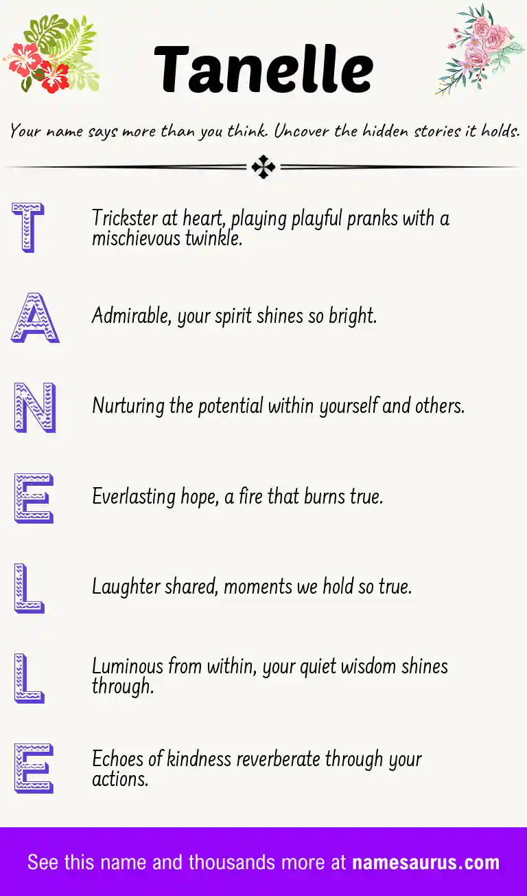 Acrostic poem about Tanelle.