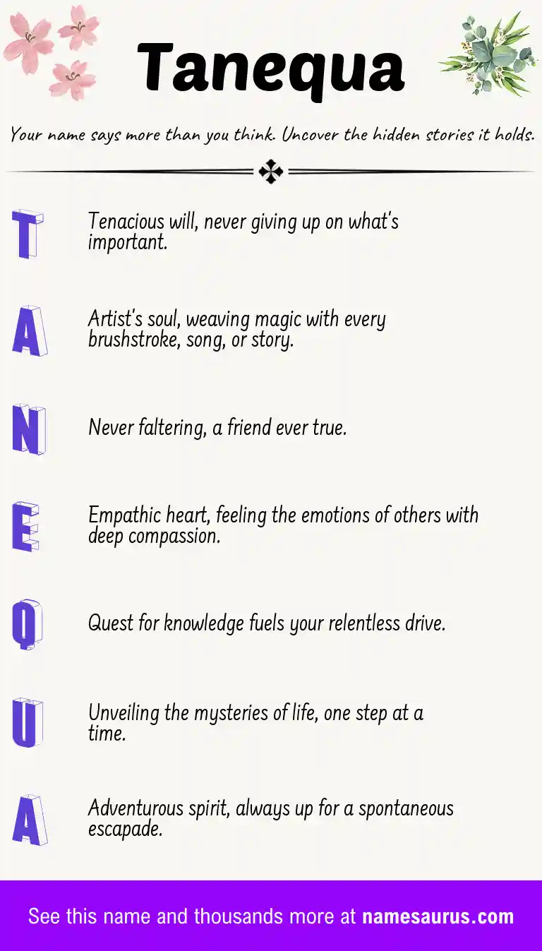Acrostic poem about Tanequa.