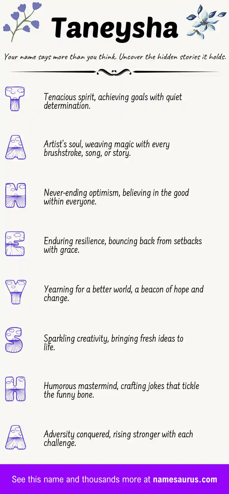 Acrostic poem about Taneysha.