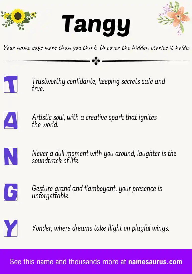 Acrostic poem about Tangy.