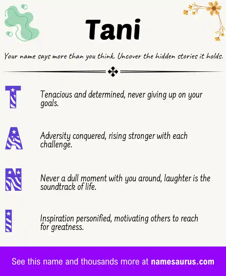 Acrostic poem about Tani.