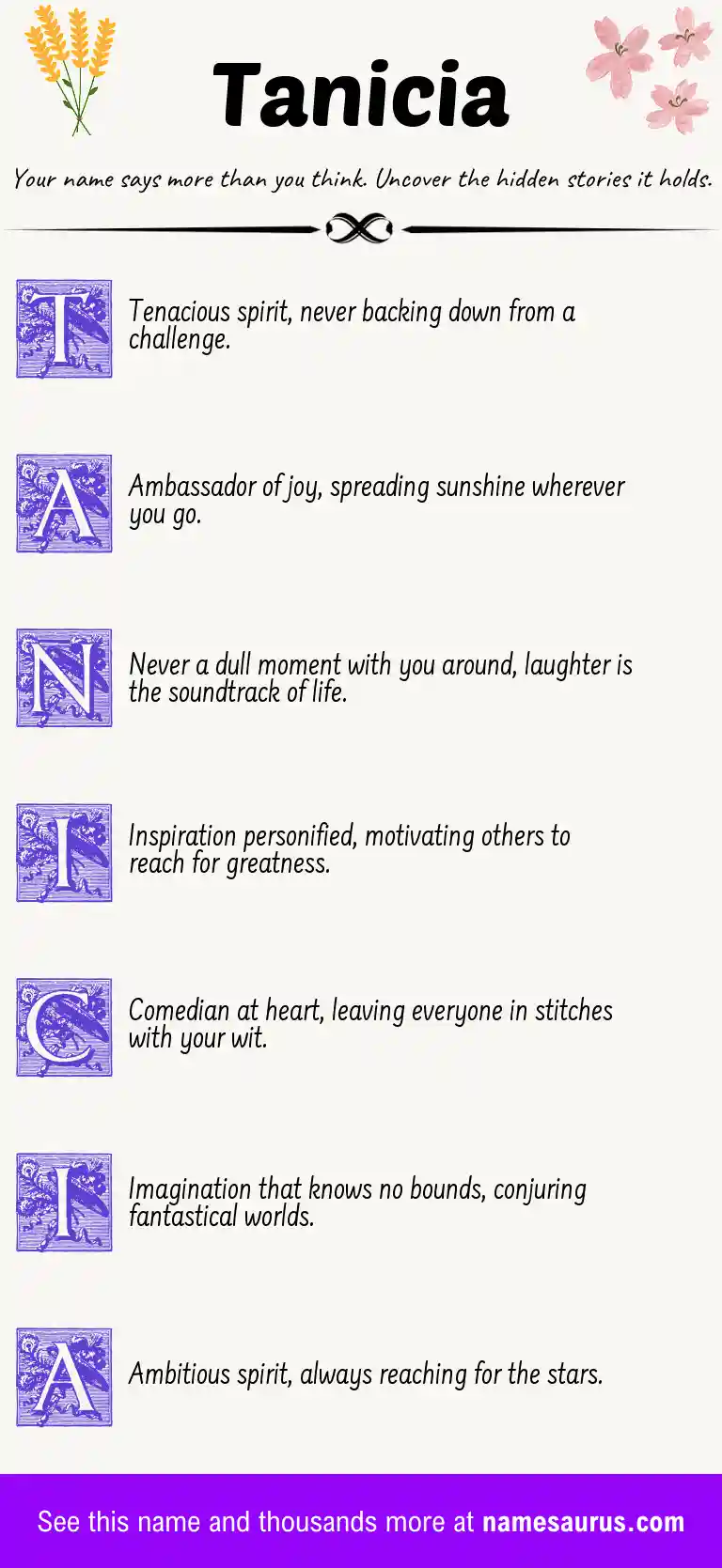 Acrostic poem about Tanicia.