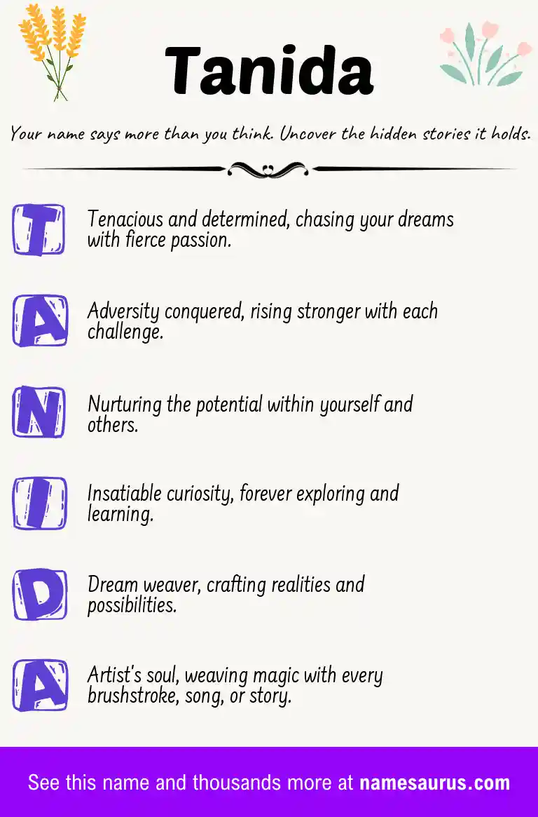 Acrostic poem about Tanida.
