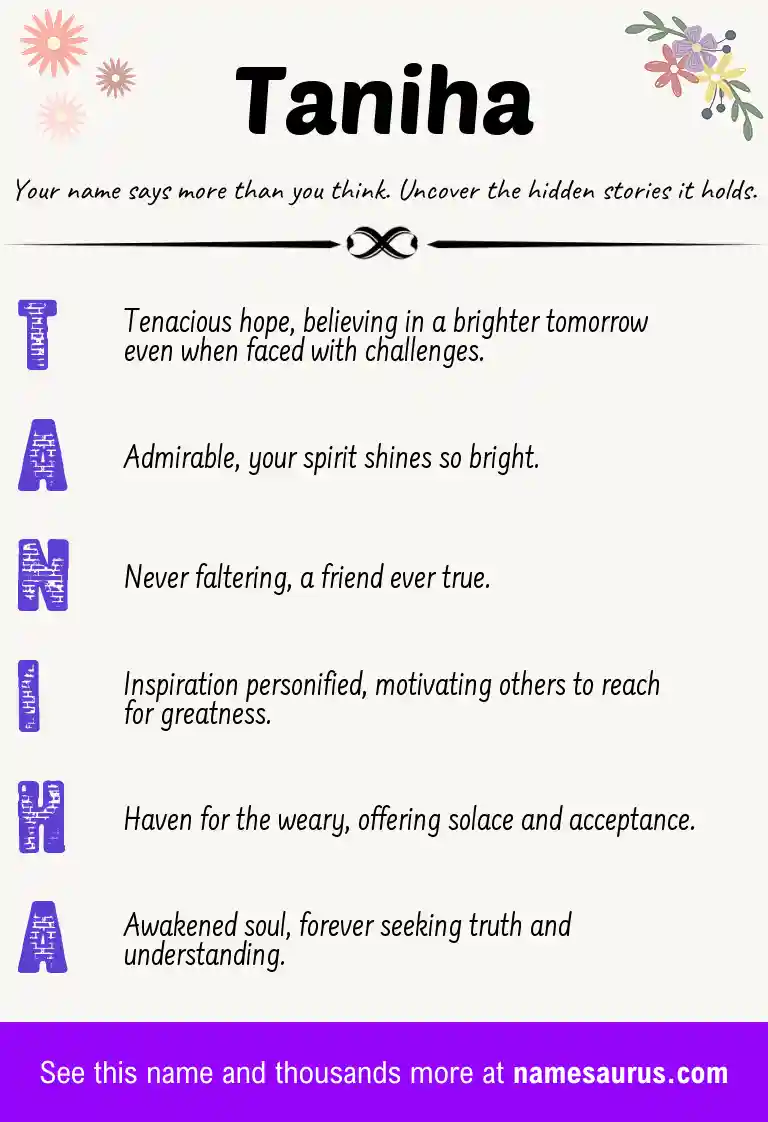 Acrostic poem about Taniha.