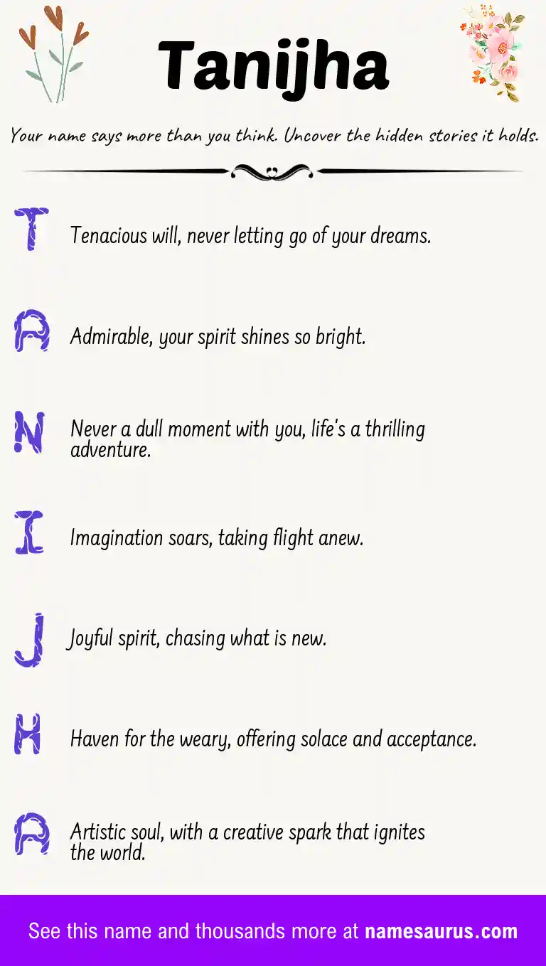 Acrostic poem about Tanijha.