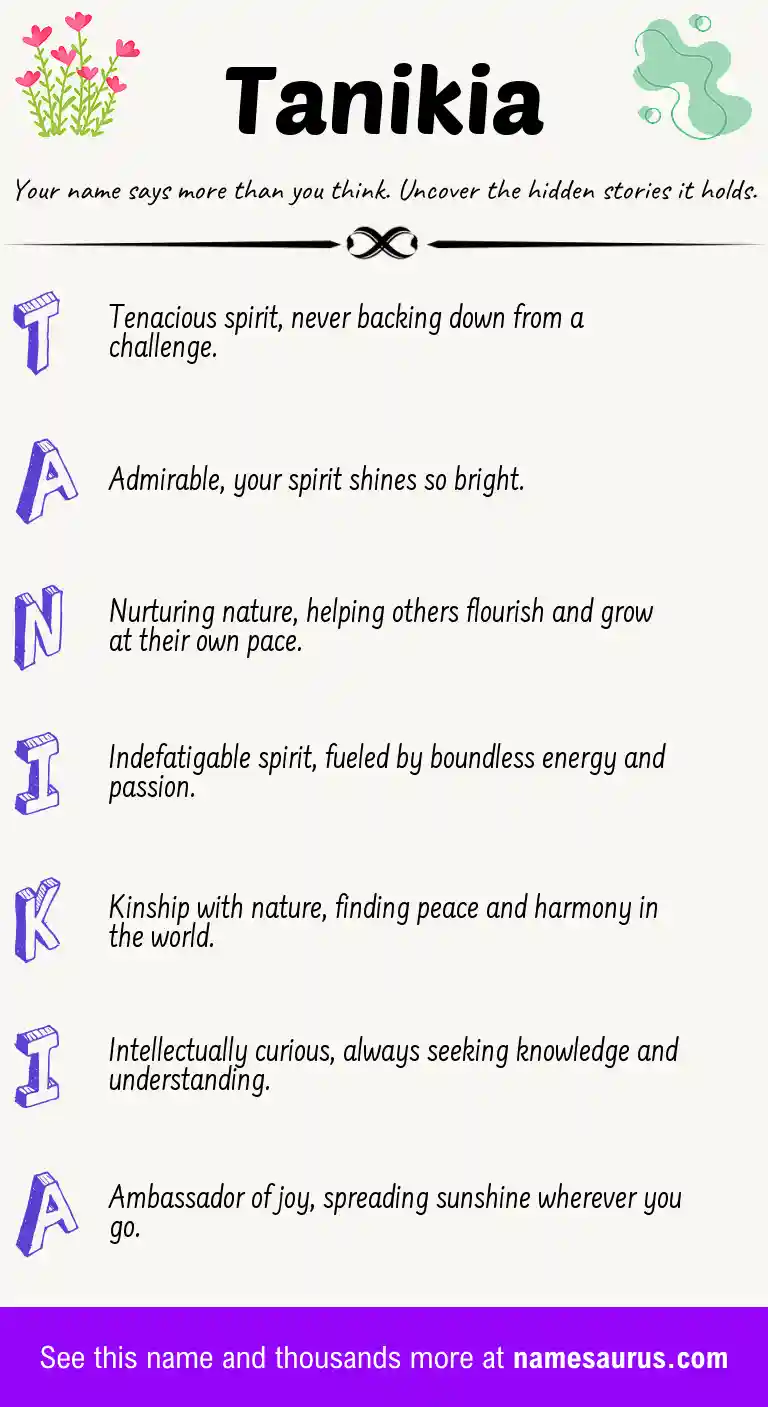 Acrostic poem about Tanikia.