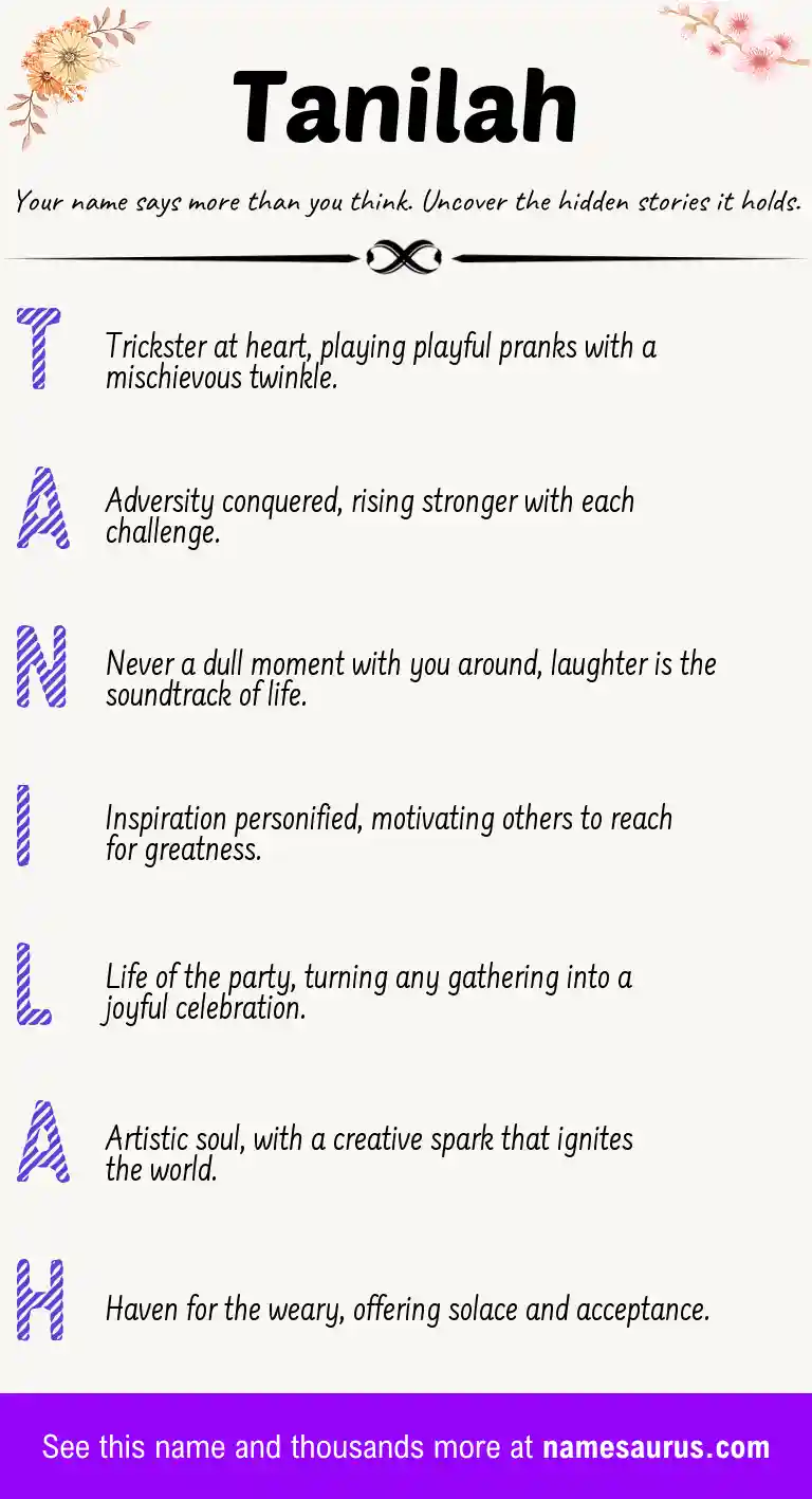 Acrostic poem about Tanilah.